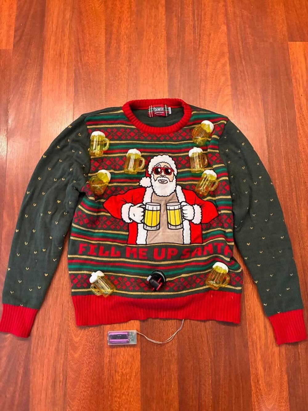 Spencer's Workshop Fill Me Up Santa Ugly Christmas Sweater